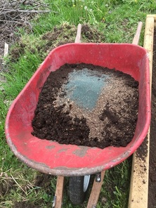 Wheelbarrow with compost